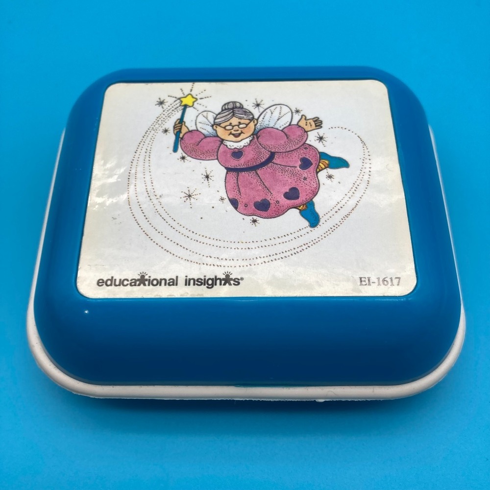 Vtg 1990s Educational Insights Fairy Godmother Rubber Stamp EI-1617 Blue Case